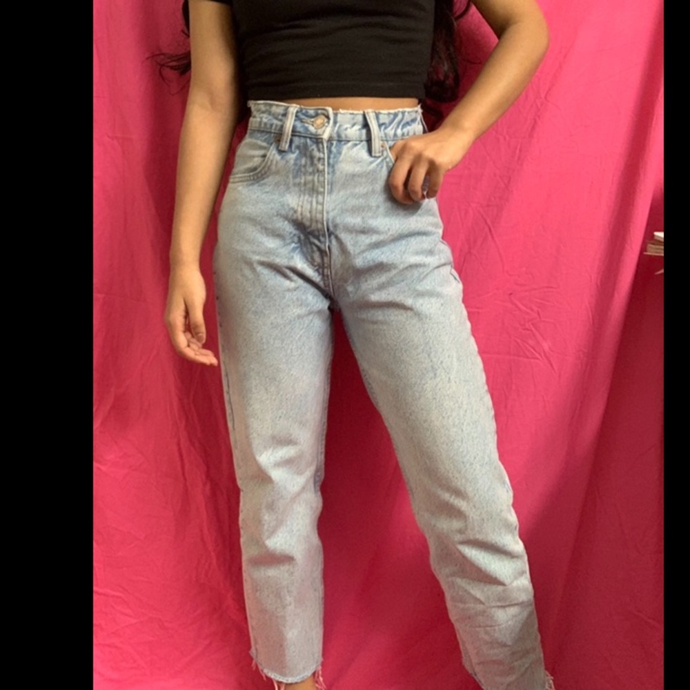 ZARA high waist mom jeans ankle length raw hem